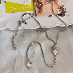 Kendra Scott Silver Mason Y Necklace with Clear and Mother of Pearl Accents